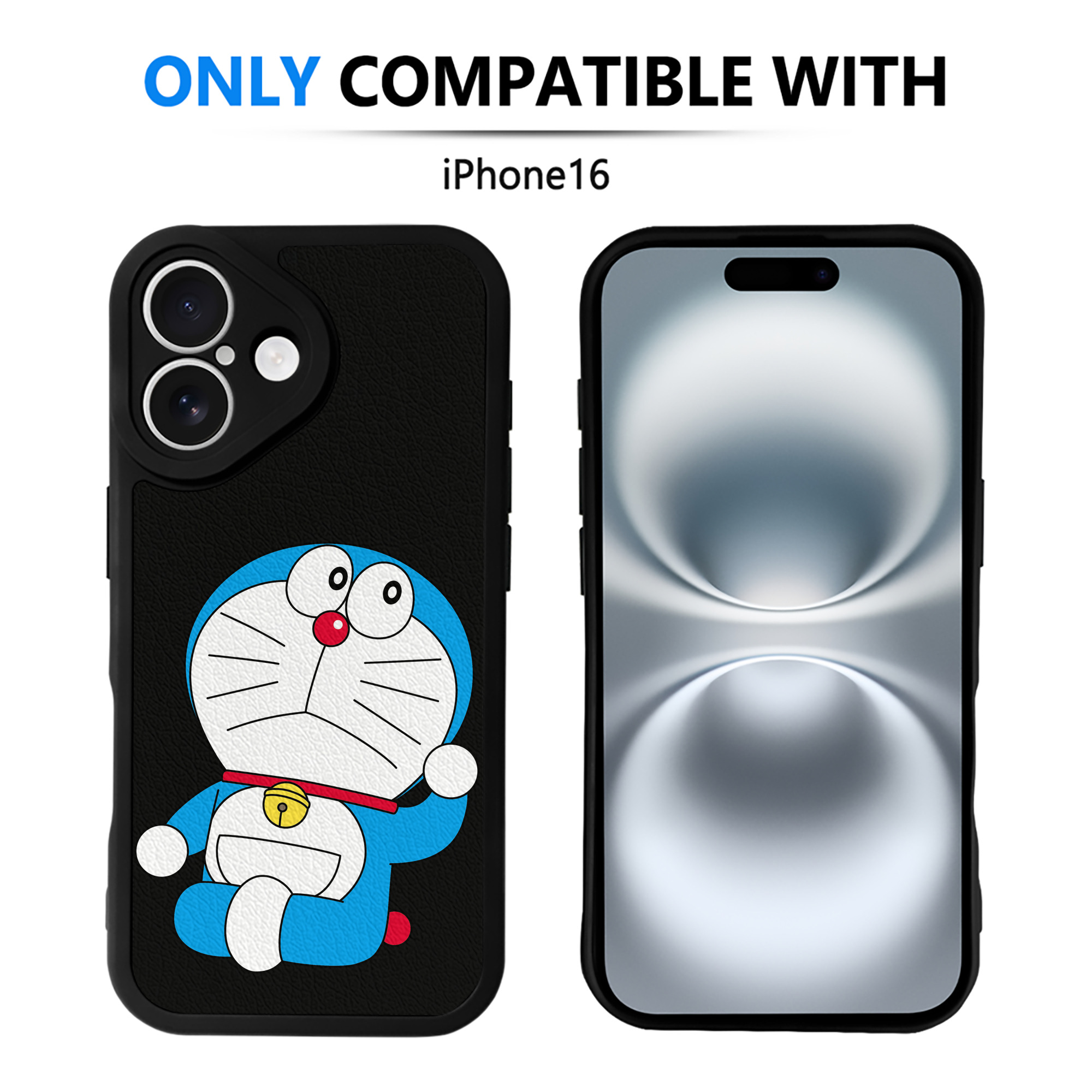 （画像用） ドラえもん Doraemon 【iPhone 16シリーズ対応】シリコンスマホケース（レザー調） 材質：シリコン